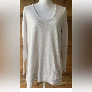 Soft Surroundings Tee Shirt Top  Waldport Long Sleeve Striped Casual Size Med.